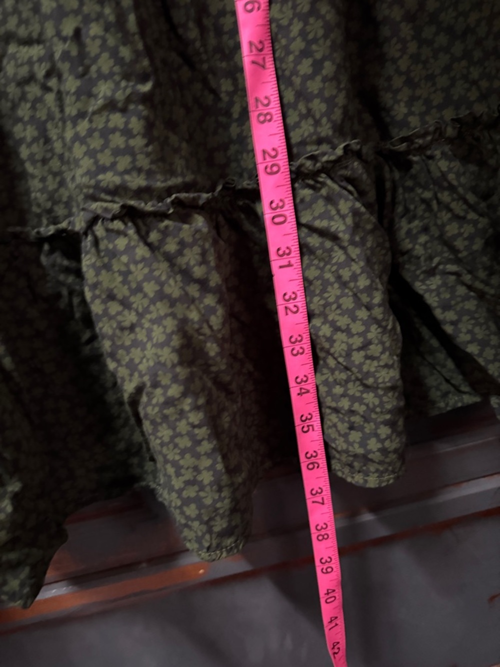 NWT Sundry Olive Green Floral Ruffle Tie-Neck dress - Picture 5 of 11